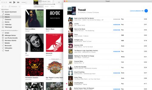 Capture d’écran montrant comment ajouter des morceaux dans une playlist iTunes.